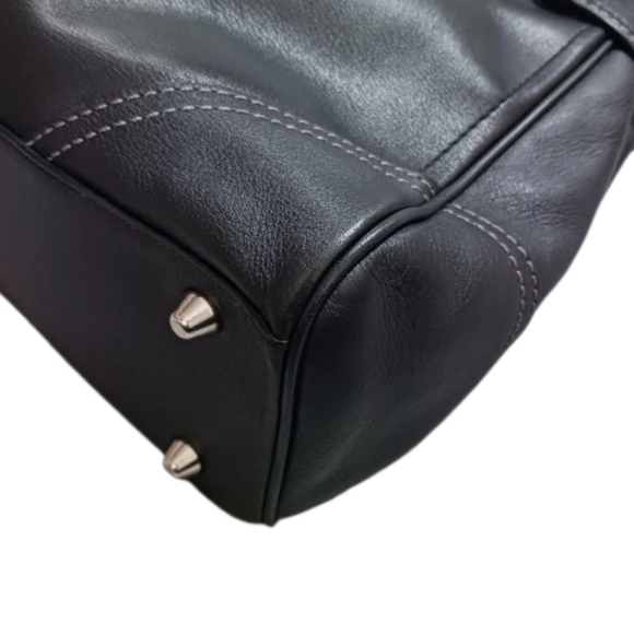 COACH Vintage Hampton Black Leather Satchel with Silver Accents - Picture 4 of 8